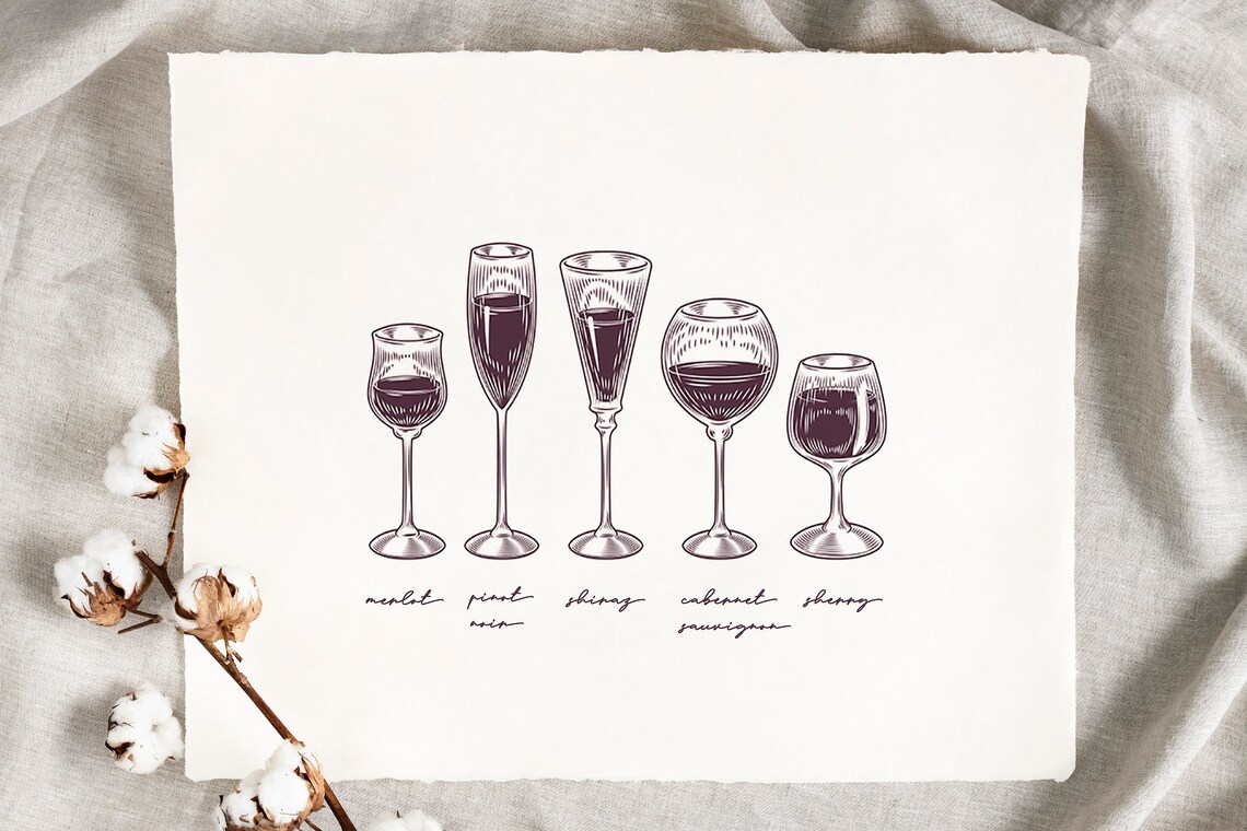 Trendy Wine Art Print, Retro Wine Glasses - Image 2