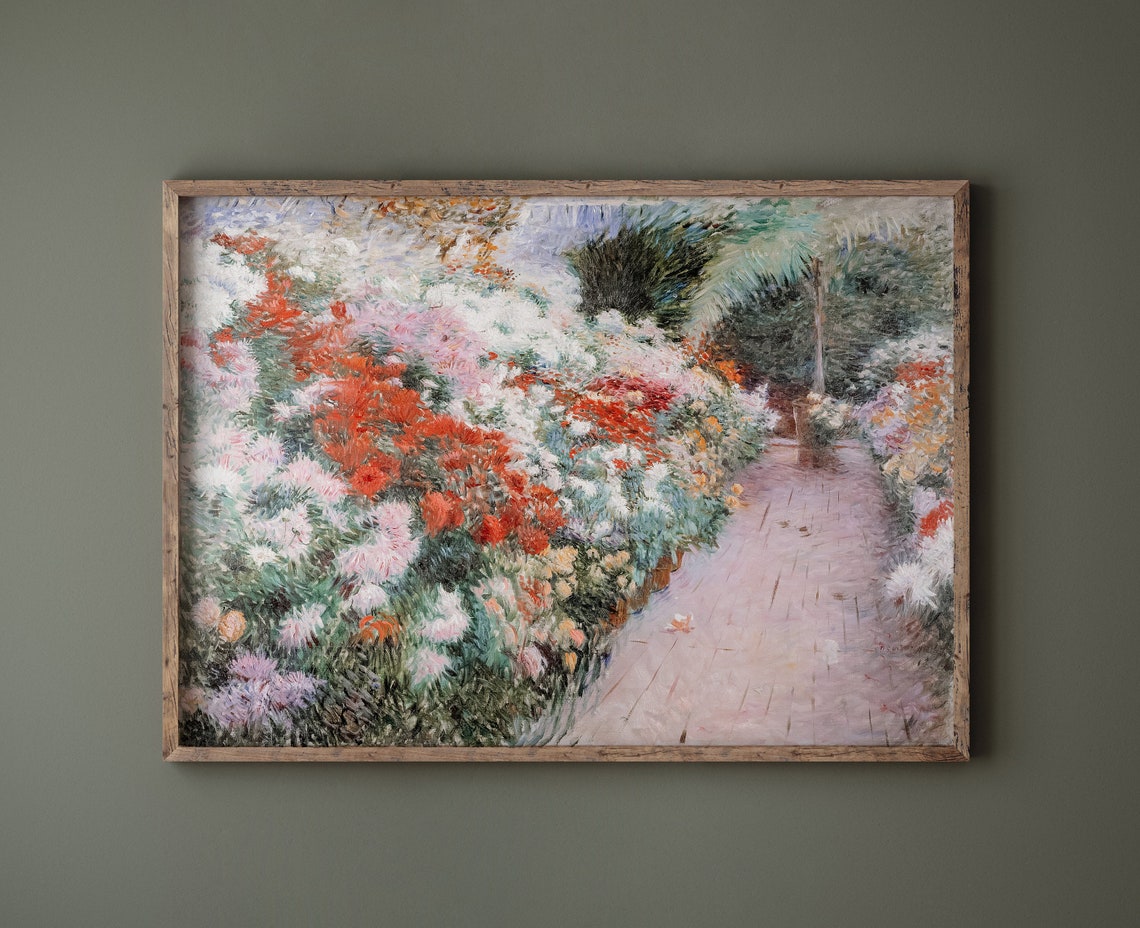 Impressionist Flower Garden Path Blooming Chrysanthemums Poster - Image 2