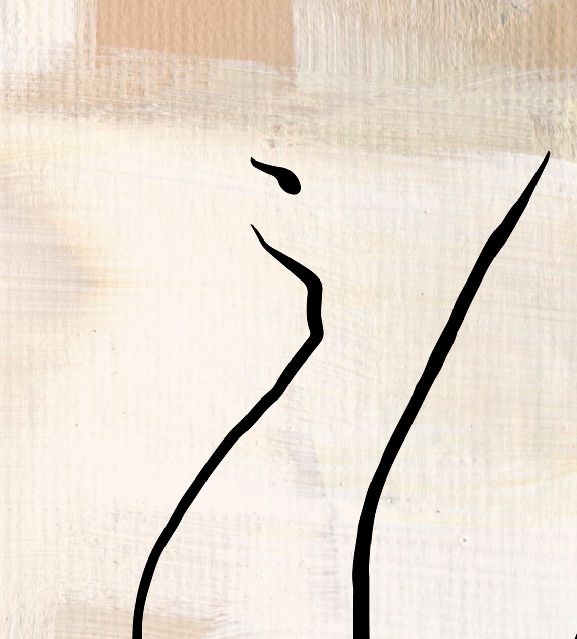 Elegant Nude Woman Line Drawing Neutral Minimalist Abstract Art Poster - Image 2