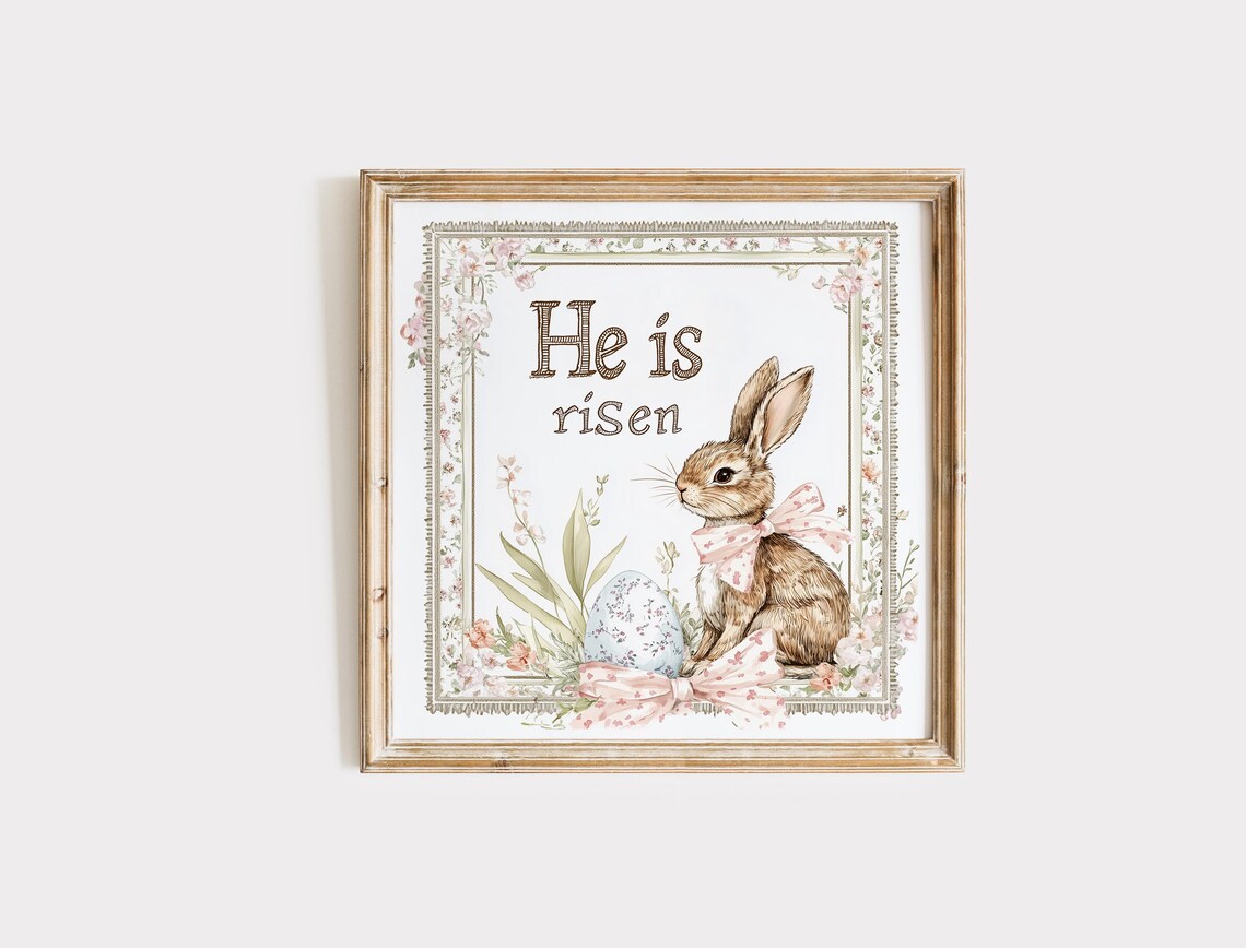 He Is Risen Easter Sign, Christian Scripture Quote