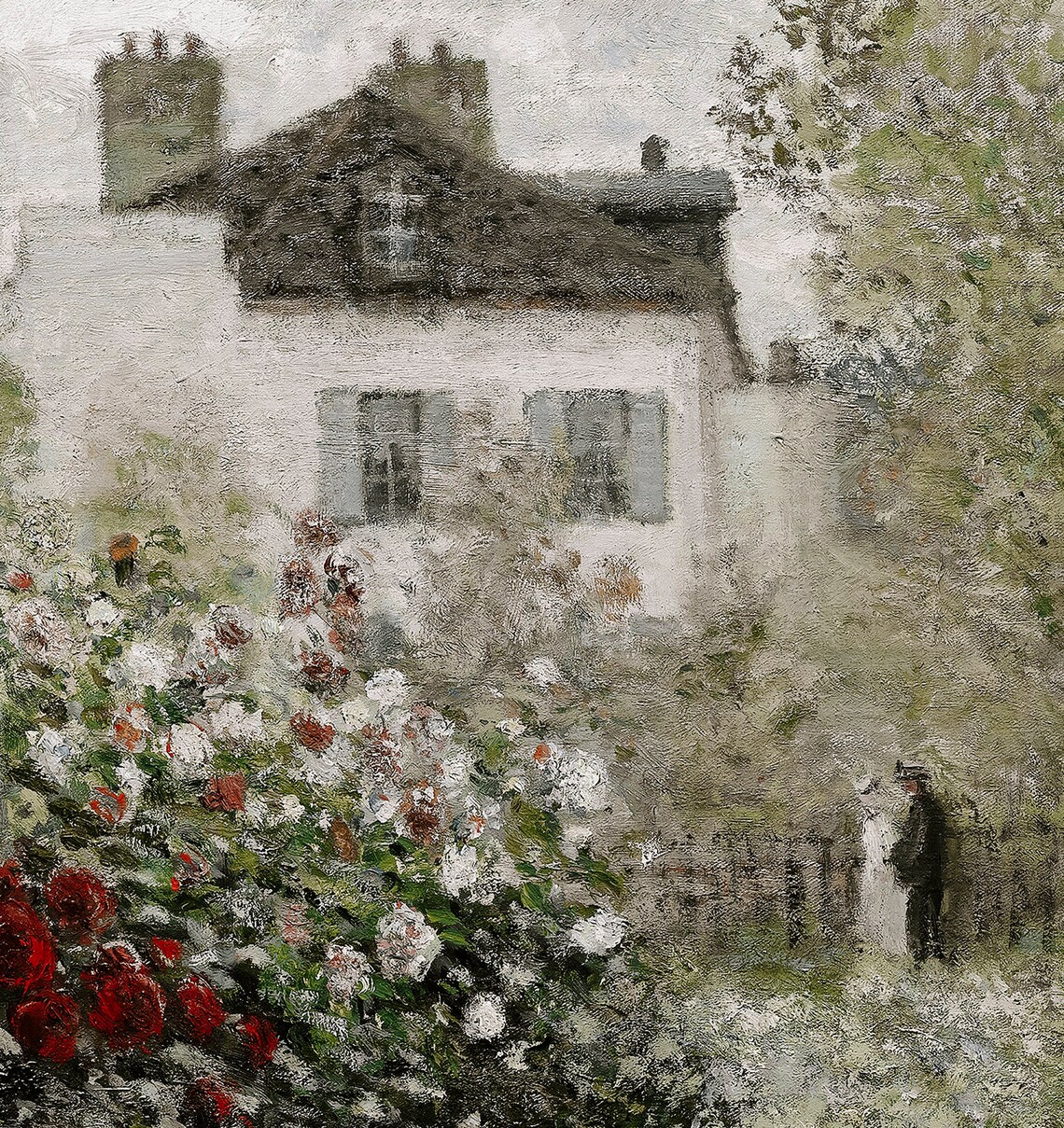 Vintage Country House Rose Garden Impressionist Cottage Decor Poster - Image 3