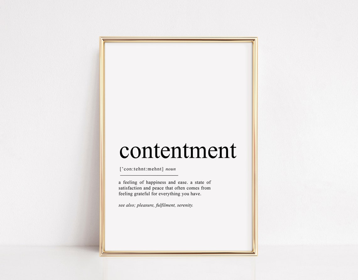 Contentment Definition Minimalist Dictionary Quote Art Poster - Image 2