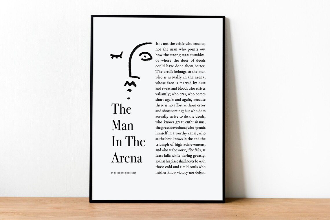 Man In The Arena Quote, Inspirational Wall Art Print