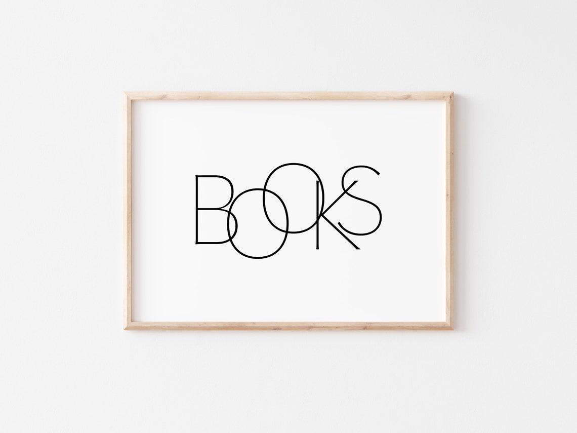 Books Minimalist Stacked Typography Line Letters Decor Print - Image 2