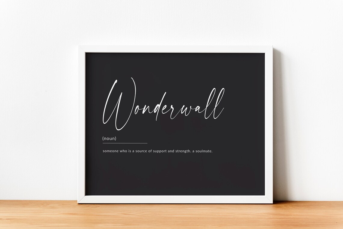 Wonderwall Definition Soulmate Noun Meaning Black Script Poster - Image 2