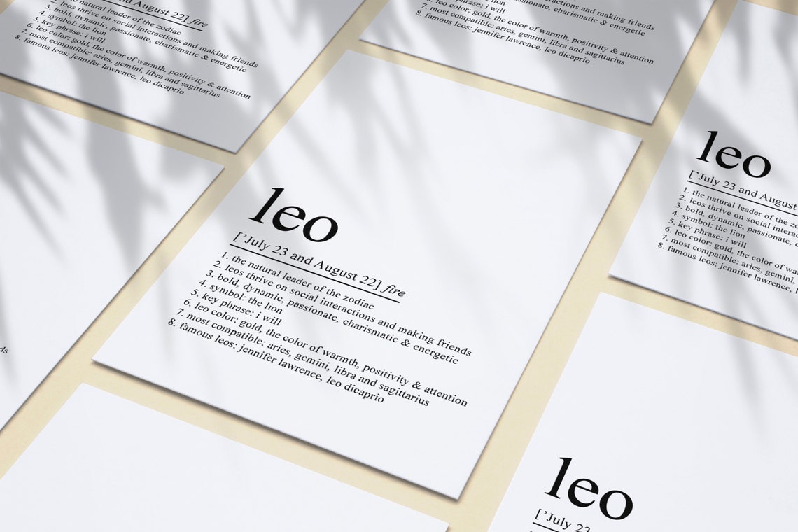 Leo Zodiac Definition Minimalist Astrology Birthday Gift Art Poster - Image 2