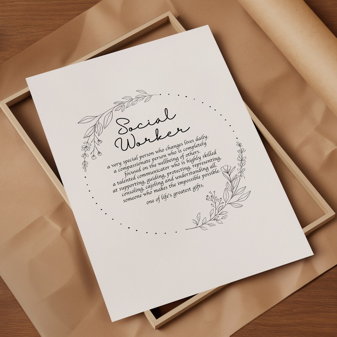 Social Worker Definition Art Print, Gift for Graduation