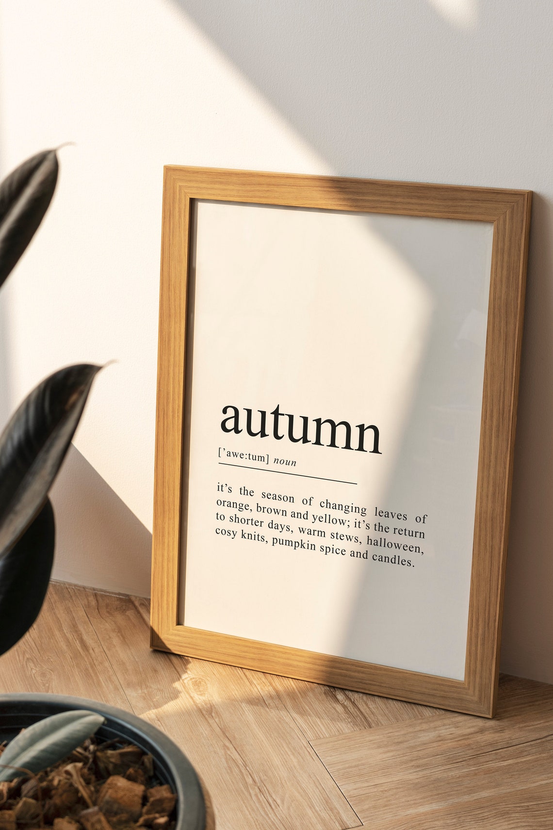 Autumn Definition Typography Minimalist Cozy Seasonal Art Poster
