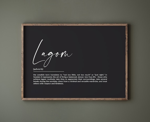 Lagom Definition Poster, Scandinavian Quote Art Print