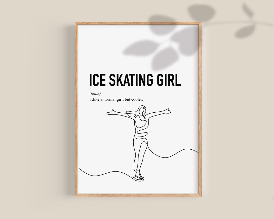 Ice Skating Girl Definition Line Art Minimalist Sports Poster - Image 2