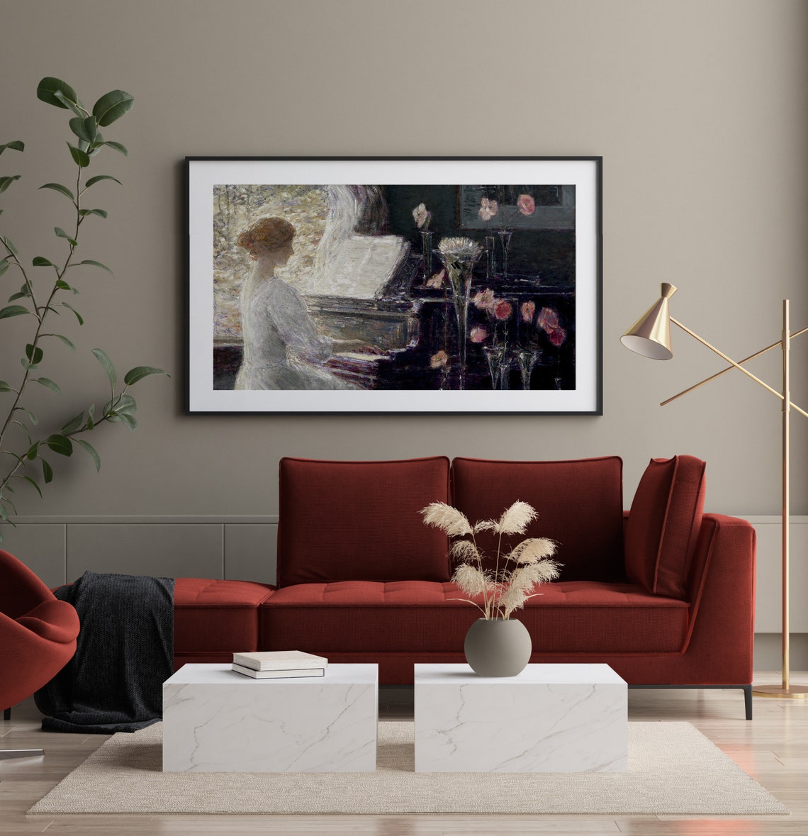 Frame Tv Art Vintage Portrait Painting Woman At The Piano Antique Wall Art Victorian Fine Art Print For The Tv - Image 2