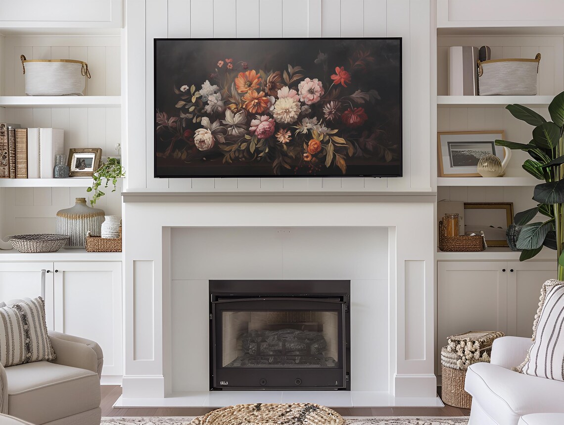 Fall Floral Dark Moody Flower Painting, Vintage Art Print - Image 3