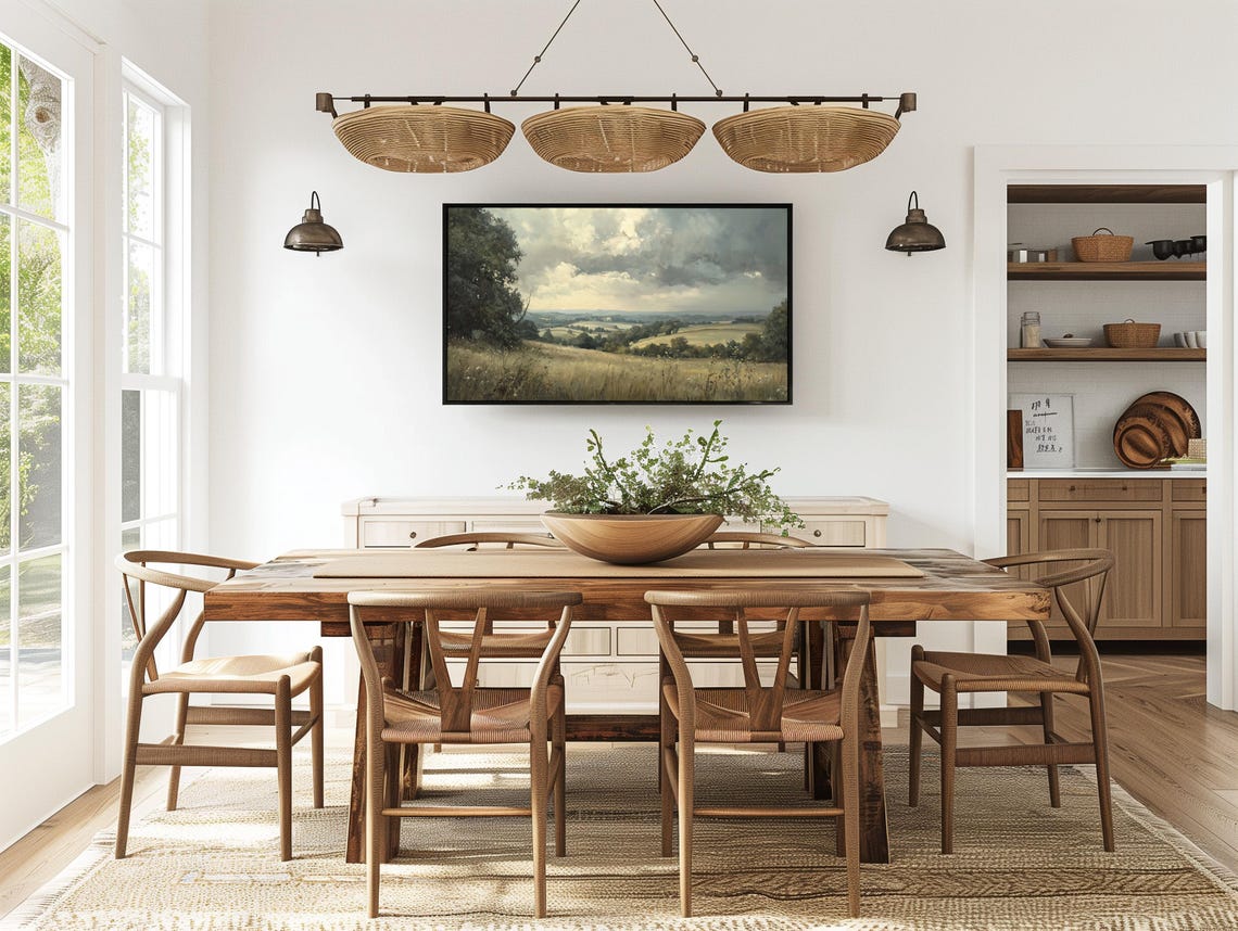Frame Tv Art Green Landscape Textured Oil Painting Rustic Vintage Art Dark Moody Fine Art Spring Meadow 169 Ratio Tv57 - Image 4