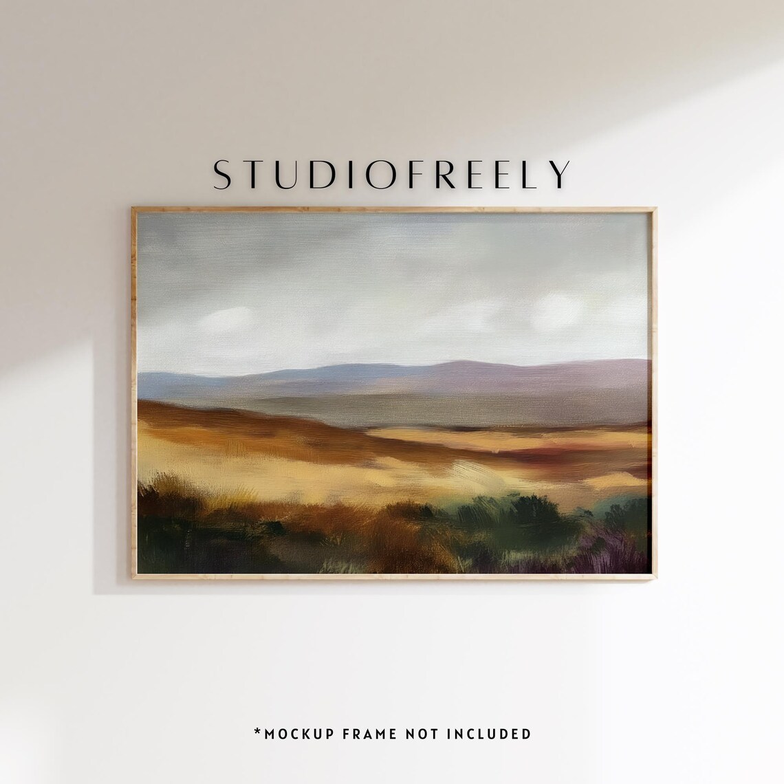 Golden Rolling Hills Serene Pasture Landscape Painting Art Poster