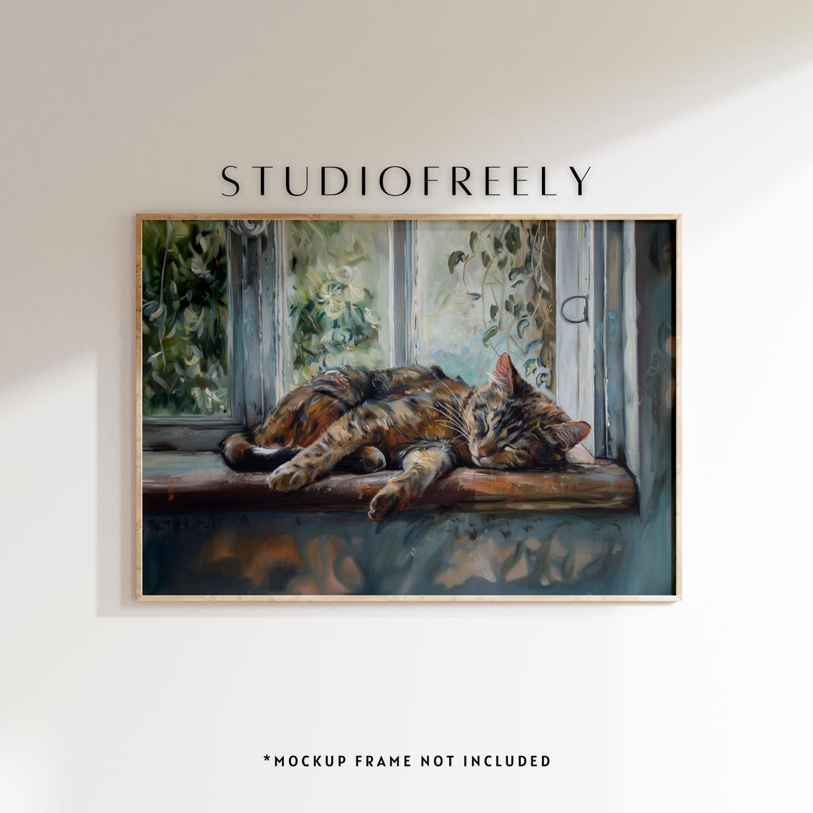 Tortoiseshell Cat Sleeping Oil Painting