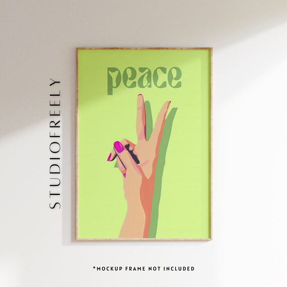 Peace Sign Illustration, Minimalist Hand Gesture