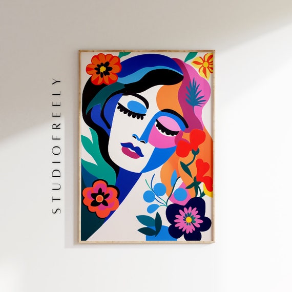 Matisse Woman Art Print Colorful Floral Portrait