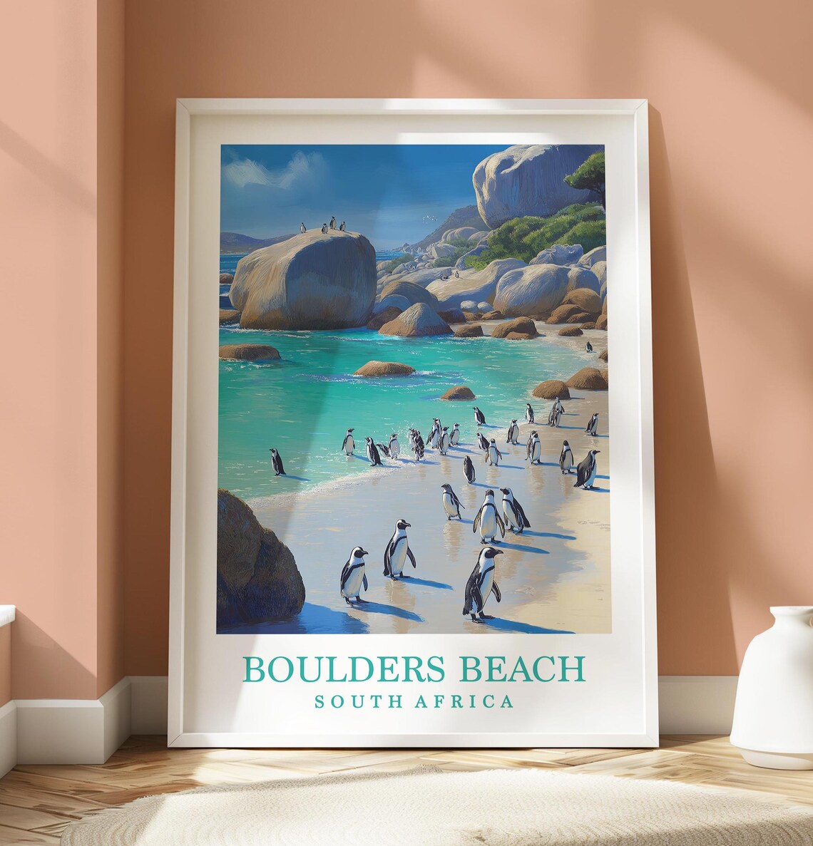 Boulders Beach Penguin Cape Town Travel Poster
