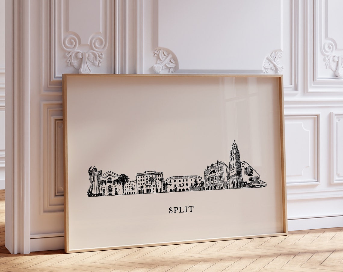 Split Croatia Skyline Line Art Minimalist Travel Decor Poster