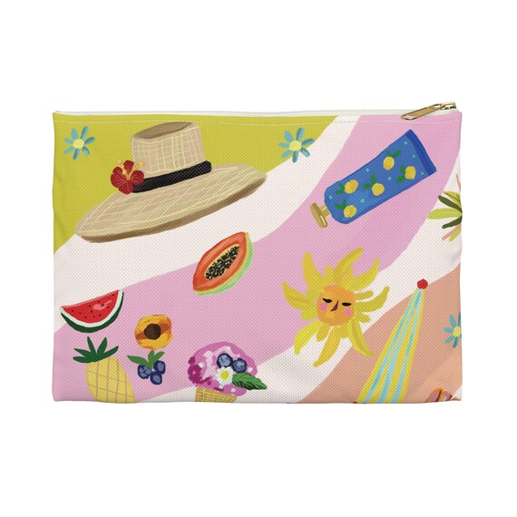 Summer Beach Accessories Cosmetic Bag Pink Pouch Cover Print