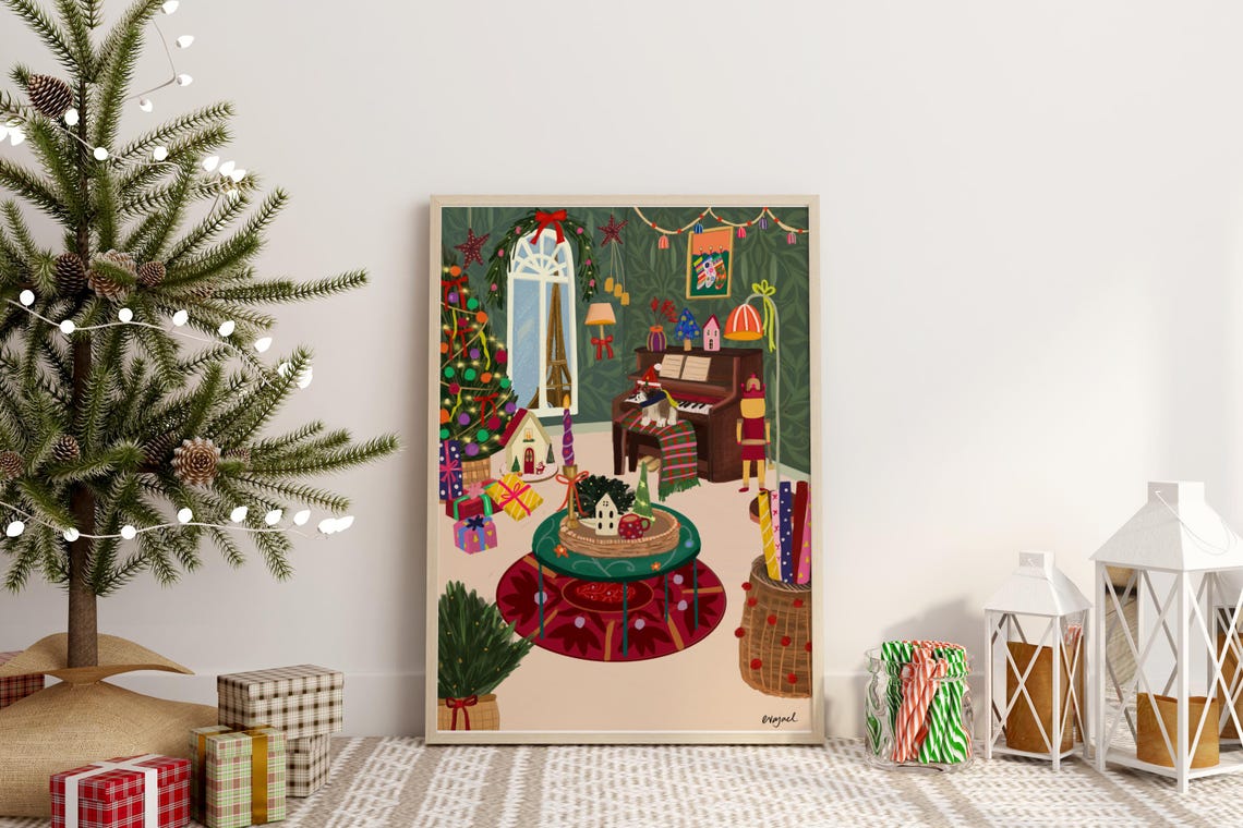 Colorful Christmas In Paris Eiffel Tower Holiday Scene Poster - Image 4