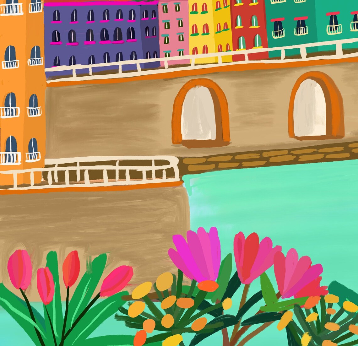 Amalfi Coast Positano Poster Print Colorful Living Room Decor Illustrated Travel Art Vibrant Wall Art Italy Painting Posters - Image 2