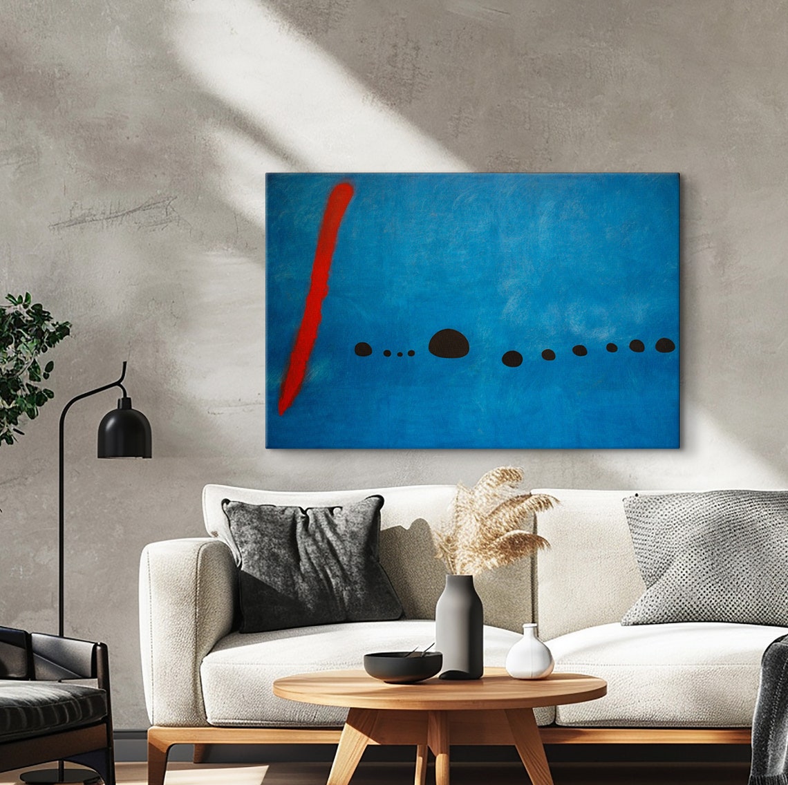 Joan Miro Blue II Red Stroke Minimalist Abstract Blue Art Poster - Image 4