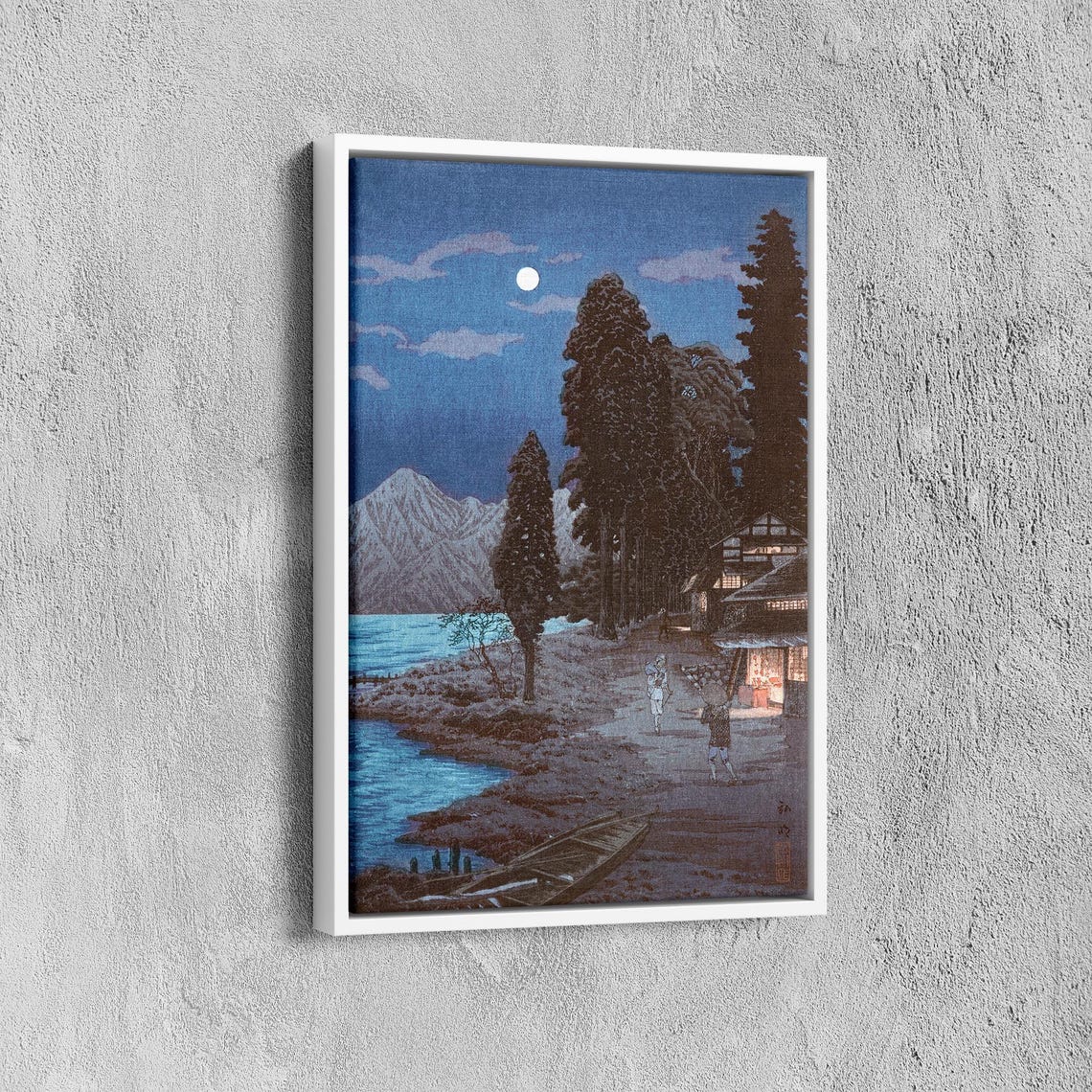 Hiroki Takashi Lake Chuzenji Moonlit Night Japanese Woodblock Poster - Image 6
