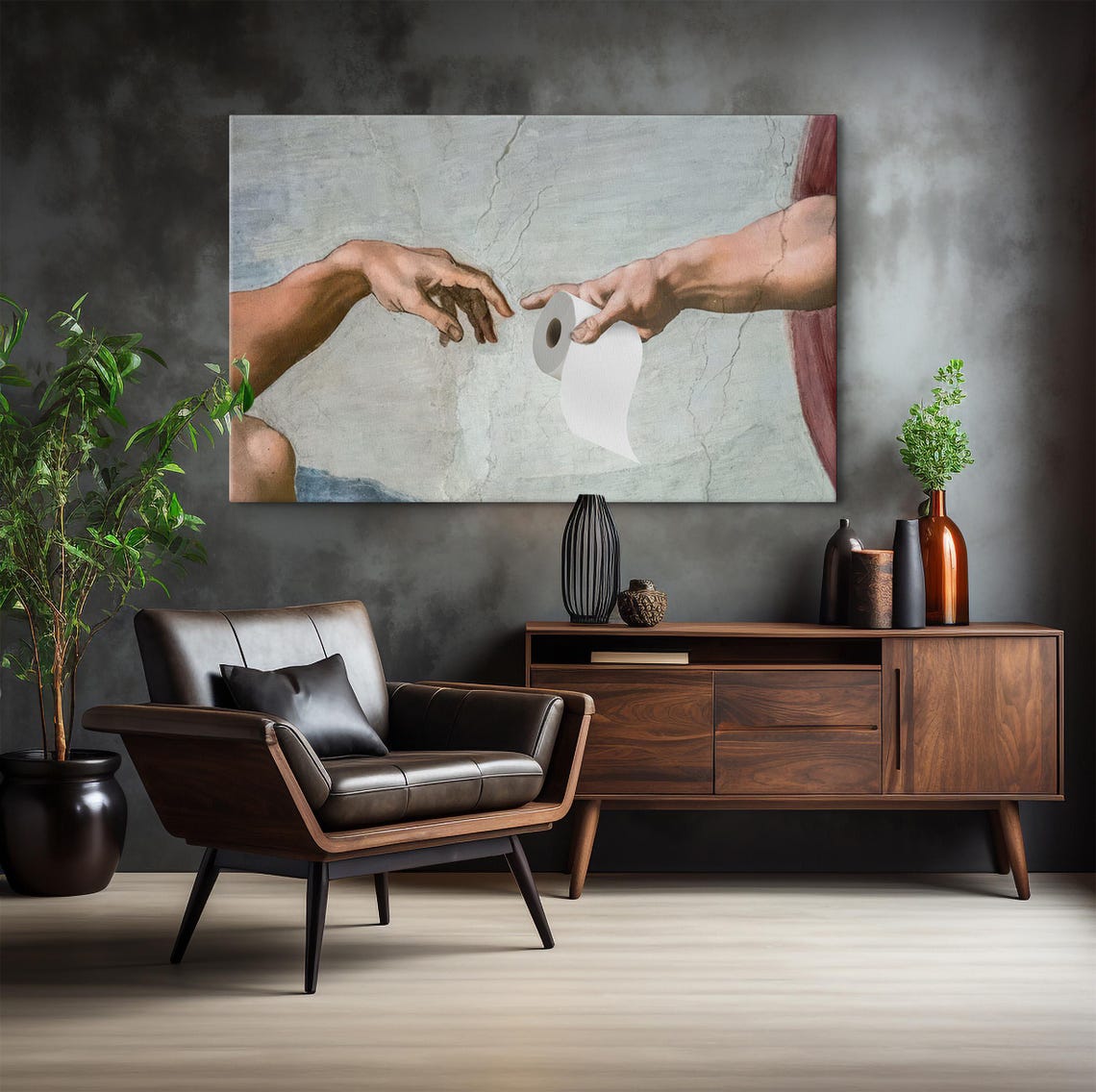 Michelangelo Creation Of Adam Funny Toilet Paper Bathroom Poster - Image 5