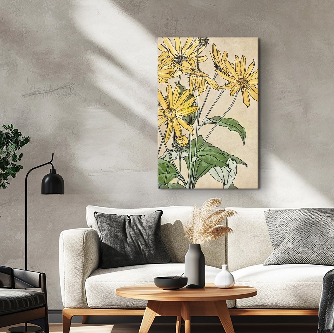 Vintage Yellow Sunflower Botanical Illustration Wildflower Poster - Image 3