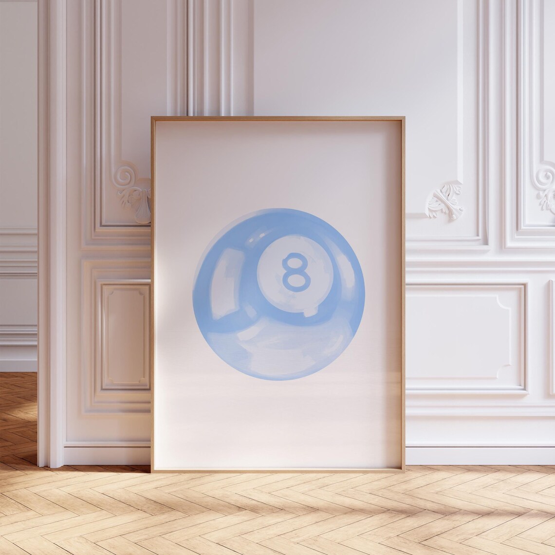 Baby Blue 8 Ball Soft Watercolor Preppy Trendy Dorm Room Poster - Image 4