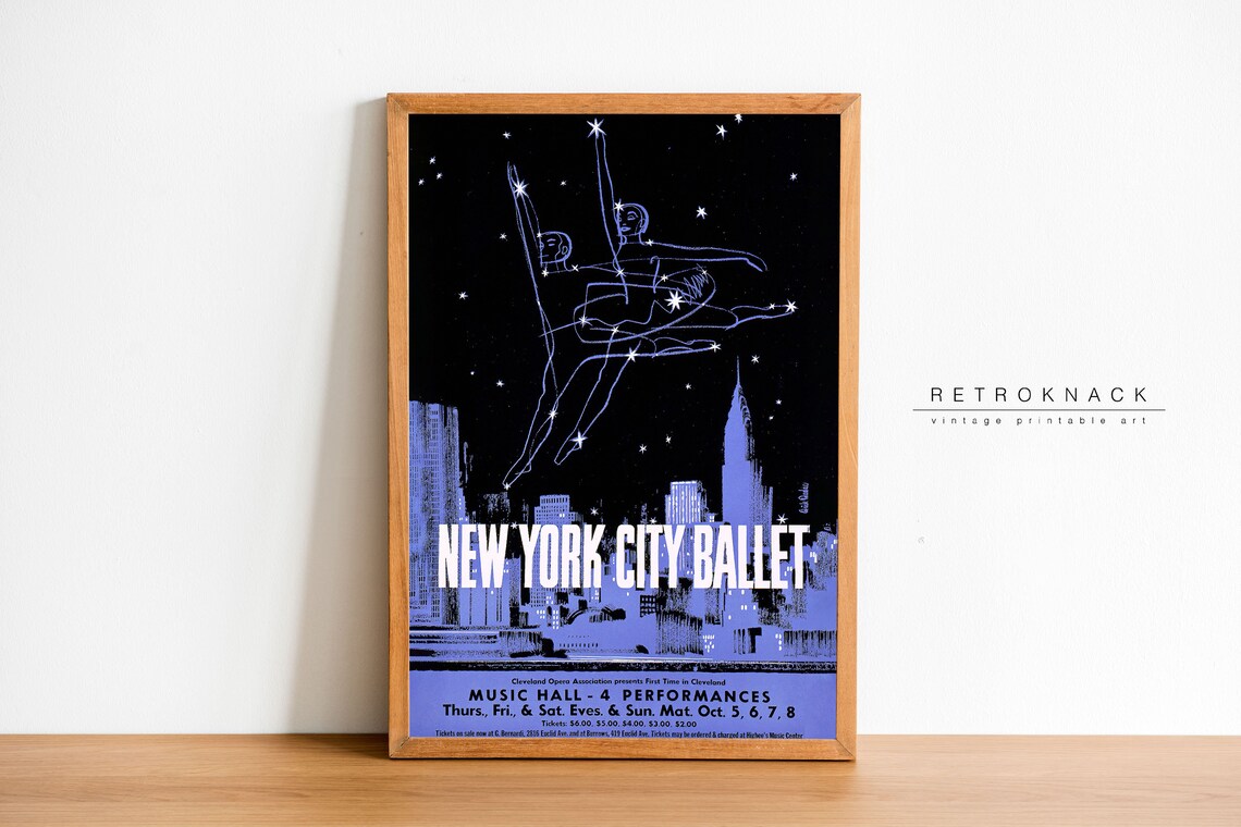 New York City Ballet Music Hall Cleveland Night Skyline Dancer Poster - Image 3