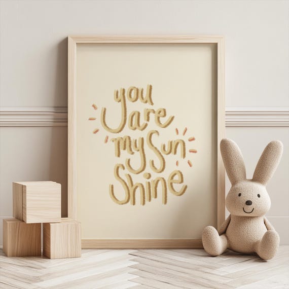 Youre My Sunshine Nursery Art Print Hand Drawn Kids Room Decor
