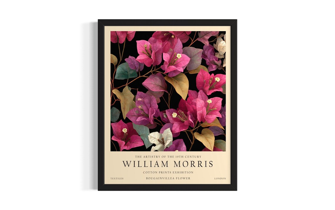 Pink Bougainvillea William Morris Cotton Prints Exhibition Poster