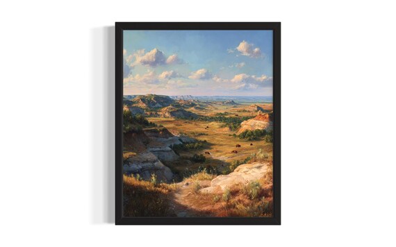 North Dakota Theodore Roosevelt Badlands Bison Prairie Poster