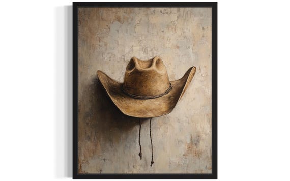 Cowboy Hat Poster Art Print Animal Western Wild West Painting Wall Art Decor Pictures