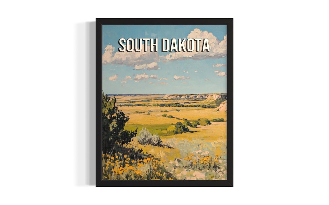 South Dakota Spring Grassland Wildflowers Hills Painting Poster