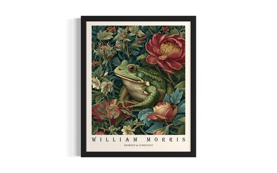 William Morris Frog Floral Portrait Vintage Botanical Poster