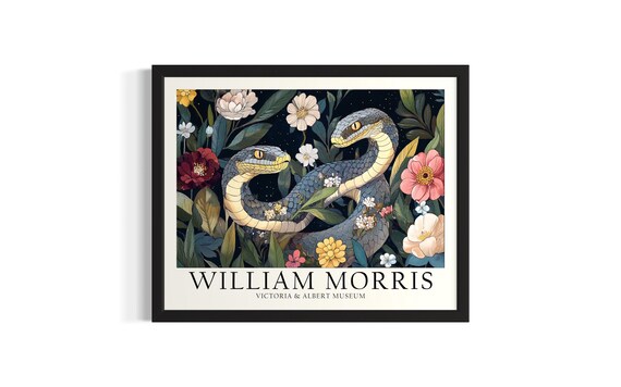 William Morris Cobra Snakes Vintage Floral Botanical Art Poster