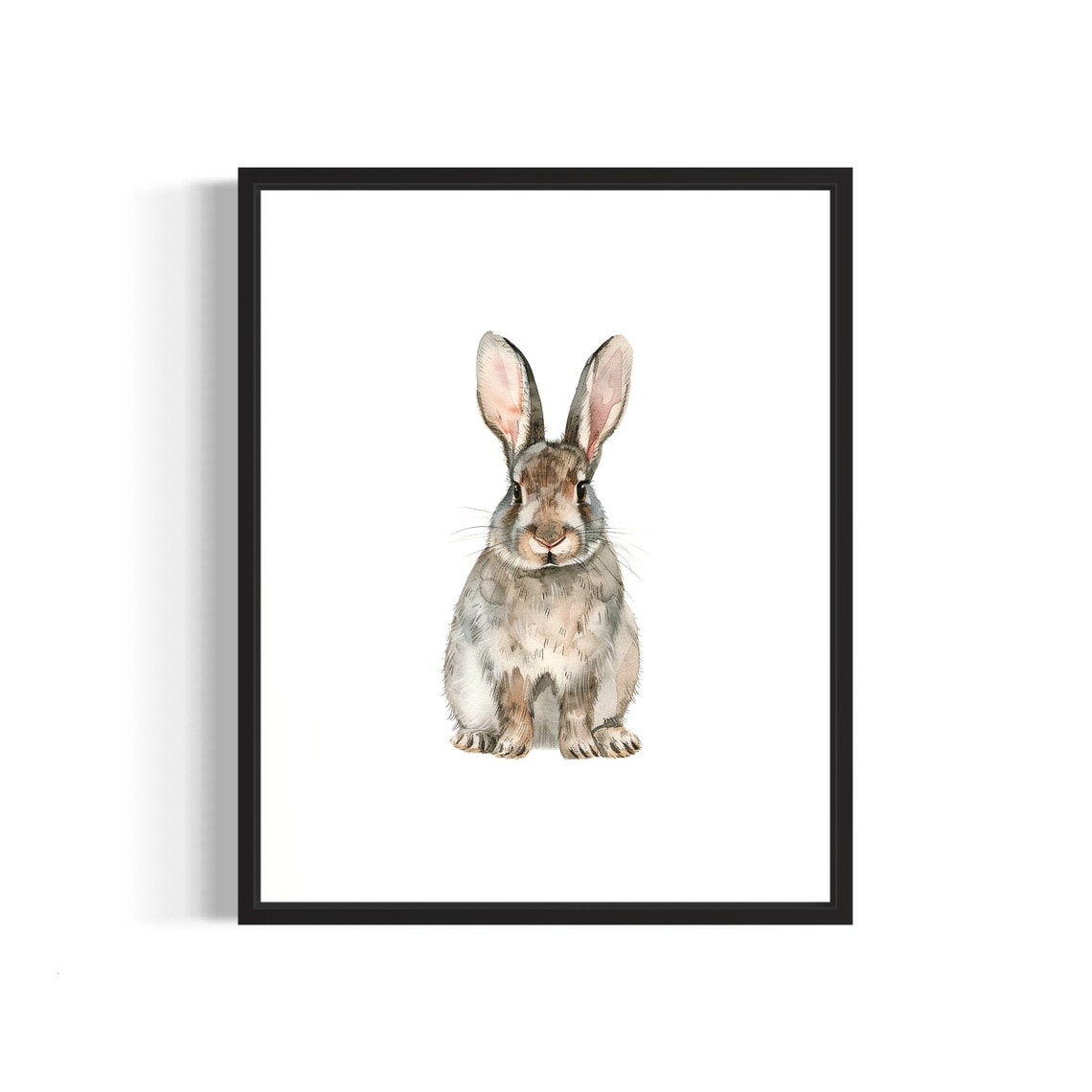 Cottontail Rabbit Bunny Watercolor Spring Animal Portrait Poster