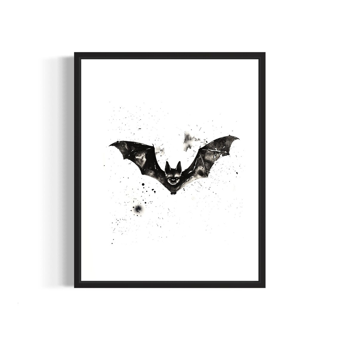 Nocturnal Bat With Outstretched Wings Muted Watercolor Art Poster