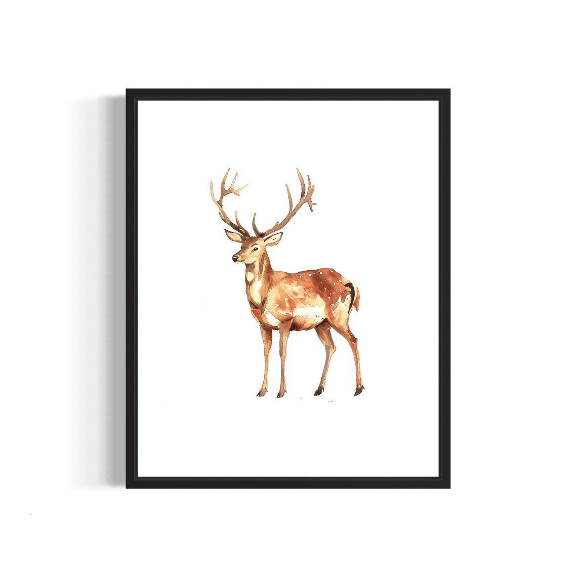 Majestic Whitetail Deer Head Watercolor Wildlife Portrait Poster