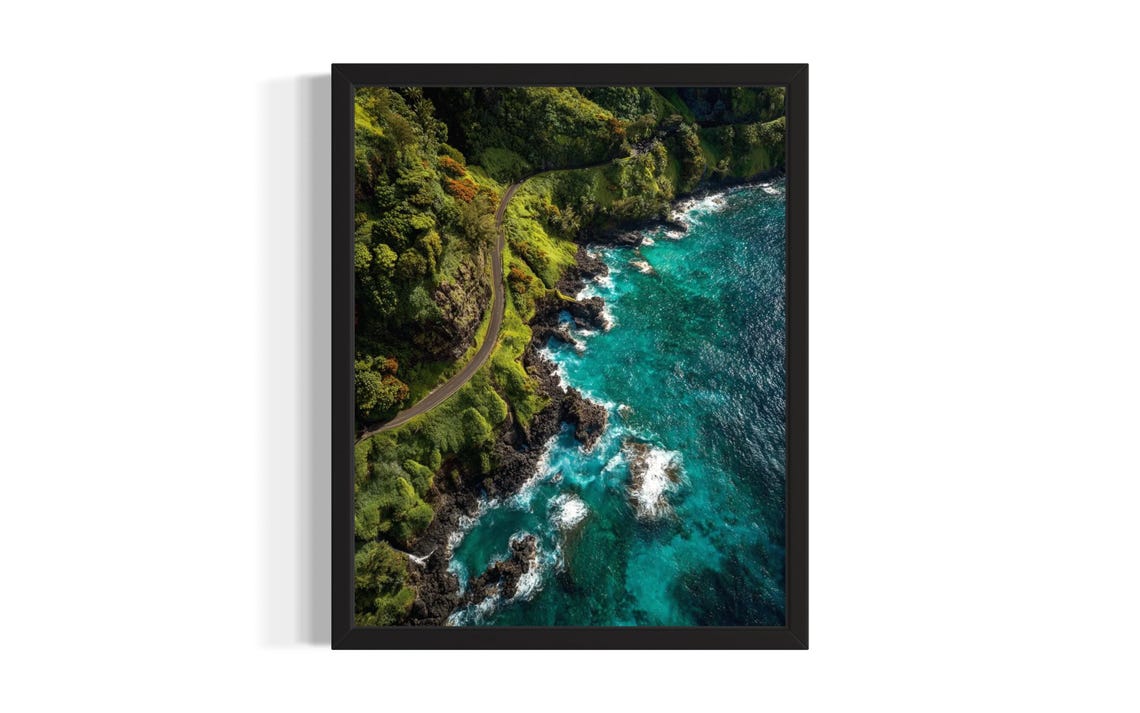 Hawaii Maui Winding Coastal Road Aerial Turquoise Ocean Cliffs Poster