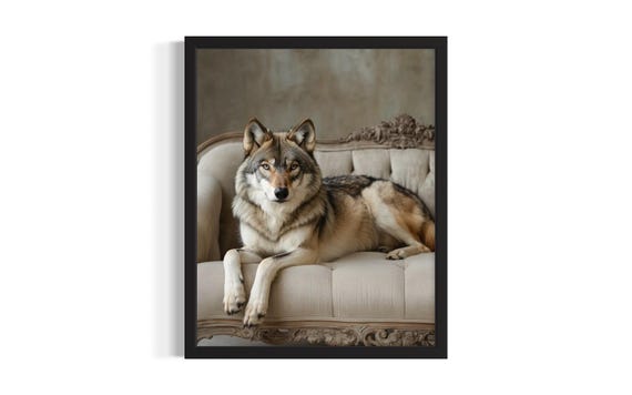 Wolf Animal Sofa Living Room Poster Art Print Wall Original Painting Artwork Decor