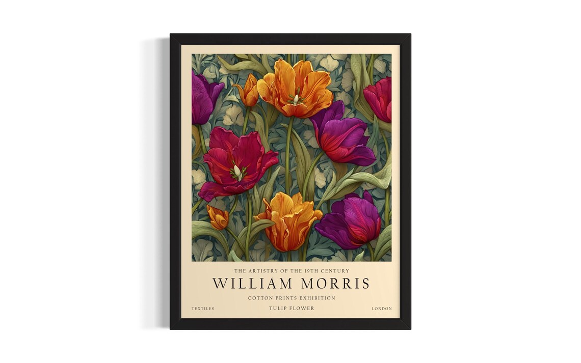 William Morris Tulip Flower Vintage Botanical Floral Art Poster