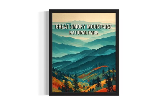 Great Smoky Mountains National Park Blue Ridge Vintage Travel Poster