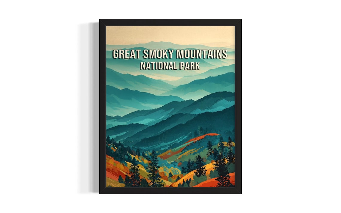 Great Smoky Mountains National Park Blue Ridge Vintage Travel Poster