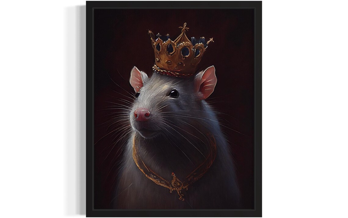 Royal Rat In A Golden Crown And Necklace Portrait Art Poster