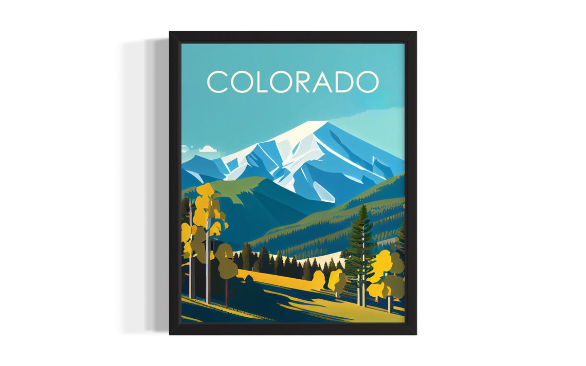 Colorado Snowcapped Mountain Minimalist Modern Travel Poster