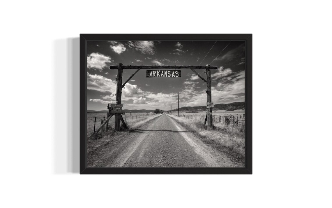 Arkansas Country Road Archway Black White Vintage Photo Poster